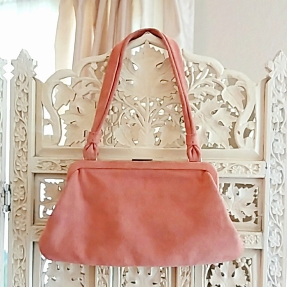 Pink leather clutch Purse With handle - Picture 4 of 14